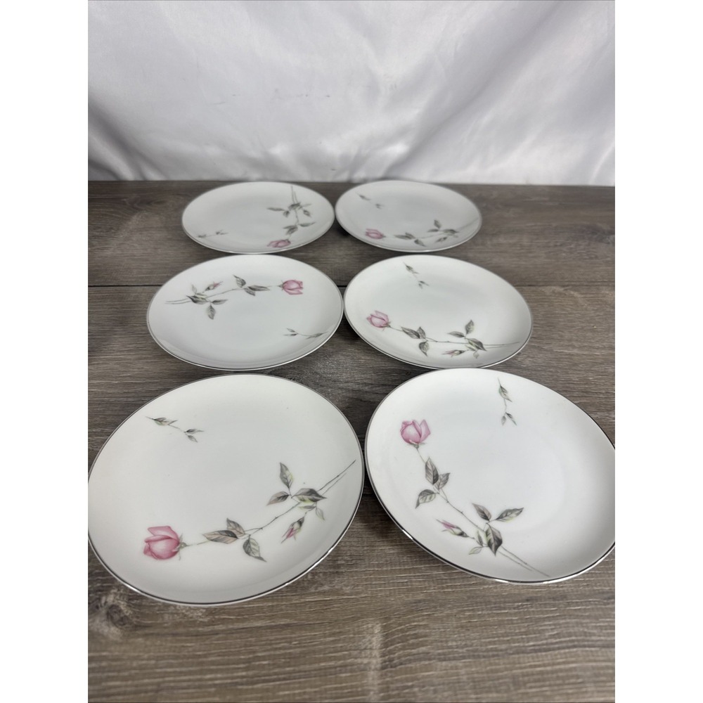 Set Of 6 Vintage Dawn Rose Fine China Japan 6 1/4"‎ Bread / Dessert Plates